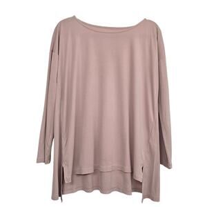 Eileen Fisher Long Sleeve Tunic Top L Pink Minimalist QuietLuxury Layering